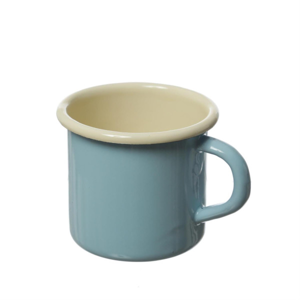 Krüger Becher - Blechbecher emailliert - D: 8cm - 0,35L - pastellblau, creme