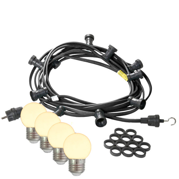 Illu-/Partylichterkette 50m - Außenlichterkette - Made in Germany - 50 x warmweiße LED Kugellampen