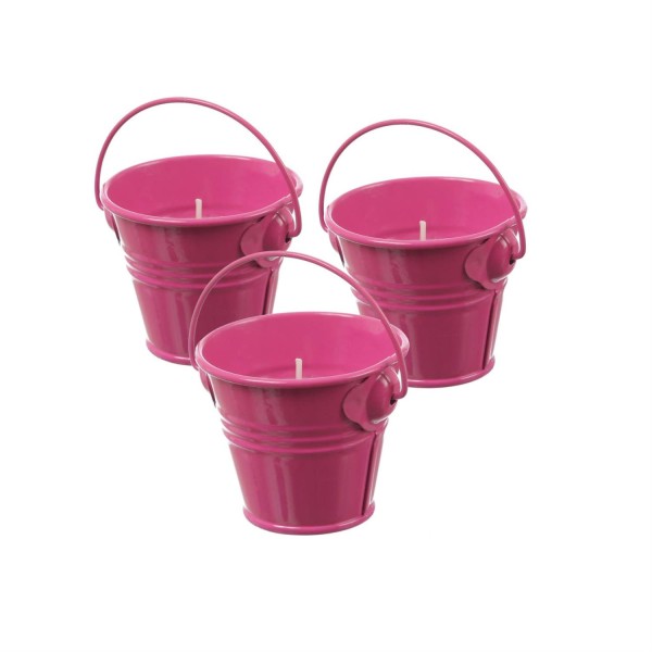 Duftkerzen CITRONELLA - Outdoor Kerzen im Metalleimer - H: 5,5cm - pink - 3er Set