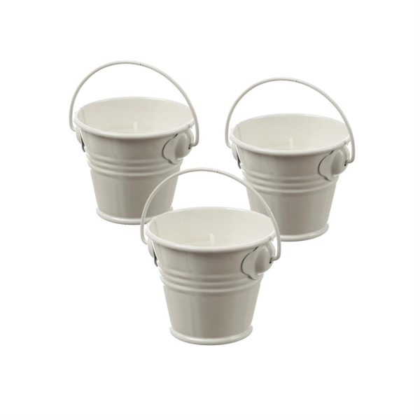 Duftkerzen CITRONELLA - Outdoor Kerzen im Metalleimer - H: 5,5cm - weiß - 3er Set