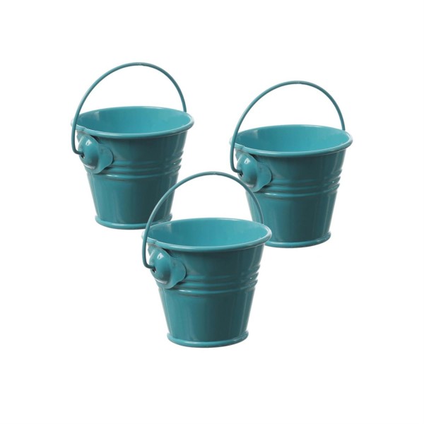 Duftkerzen CITRONELLA - Outdoor Kerzen im Metalleimer - H: 5,5cm - türkisblau - 3er Set