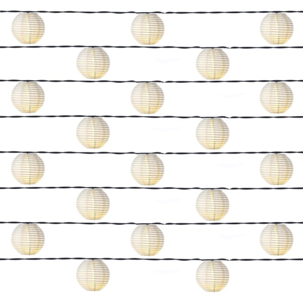 LED Lichterkette LAMPIONS - 20 warmweiße LED - L: 5,7m - 8 Leuchtfunktionen - Außentrafo - weiß