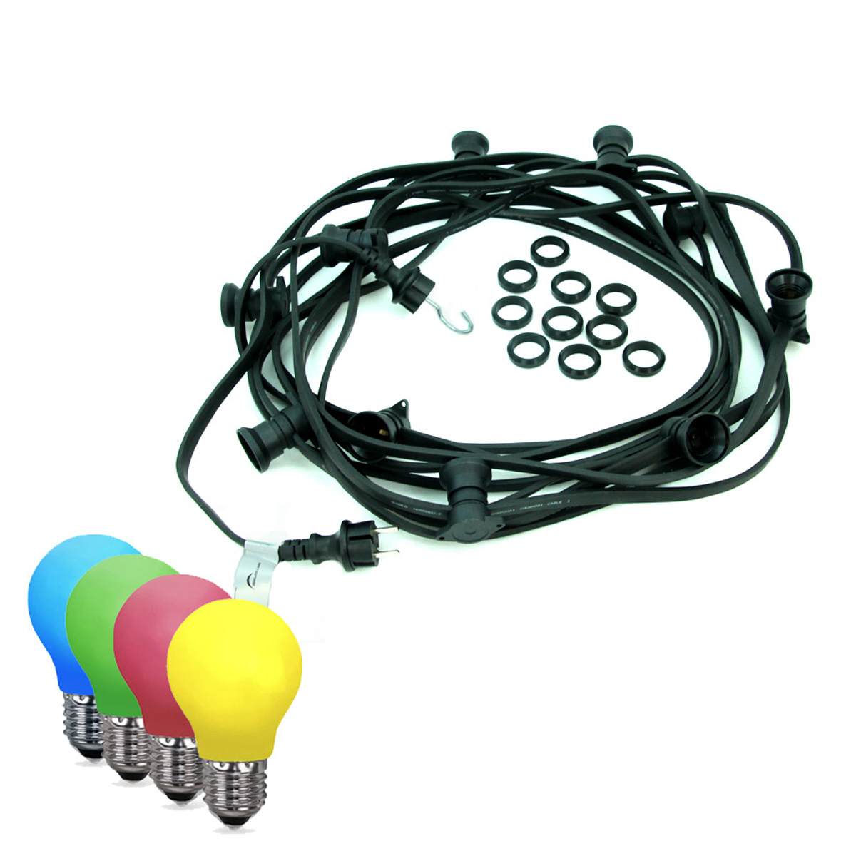 ILLULichterkette BLACKY 50m 50xE27 IP44 bunte LED