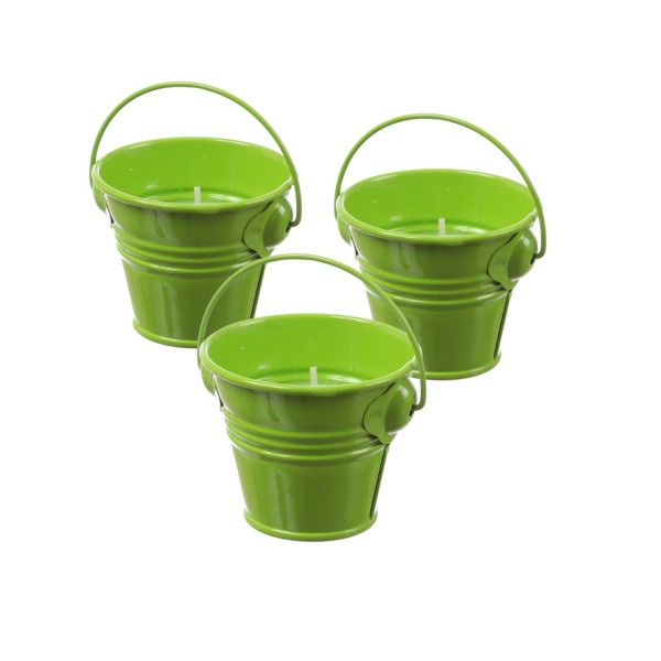 Duftkerzen CITRONELLA - Outdoor Kerzen im Metalleimer - H: 5,5cm - grün - 3er Set